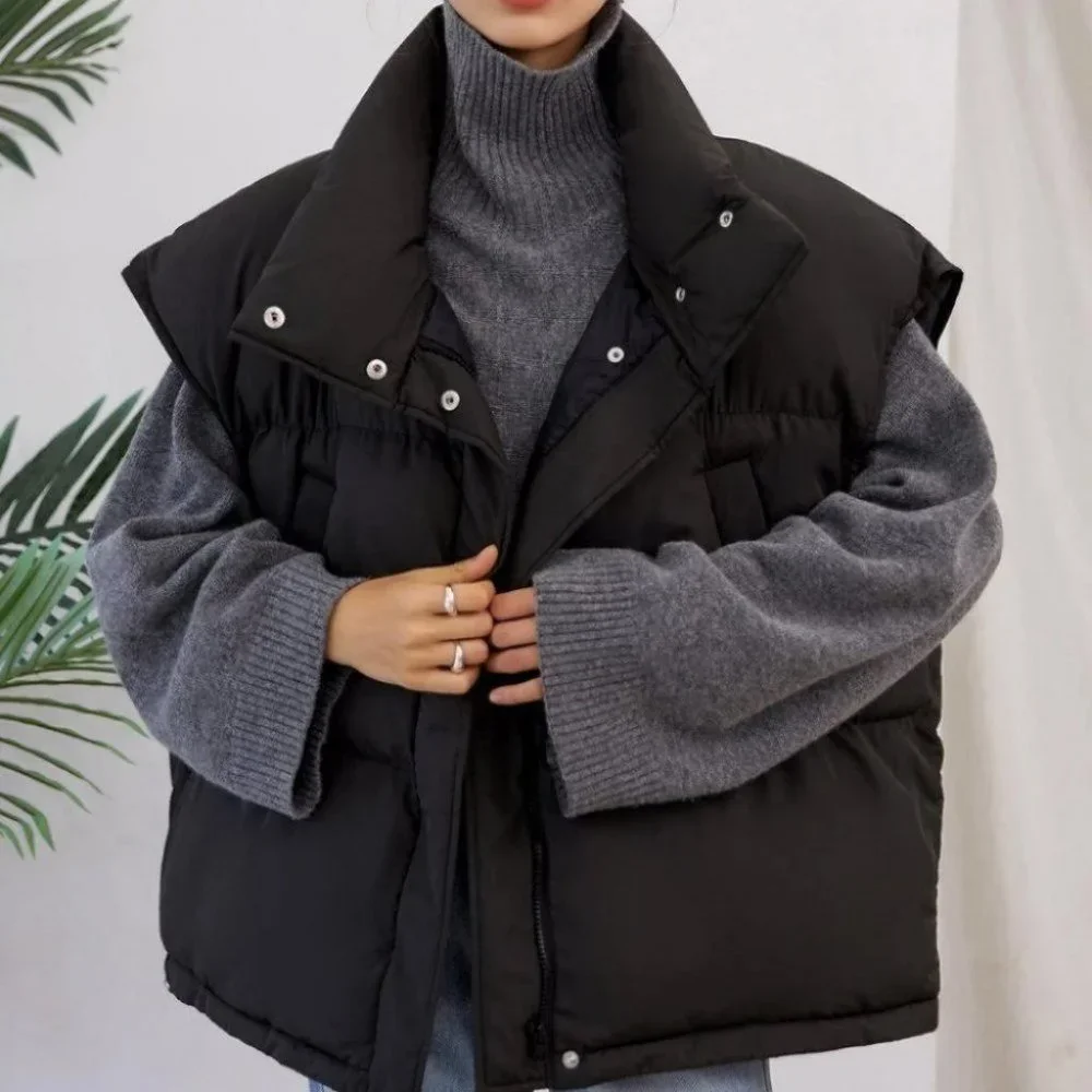 Zip up Drawstring Hem  Puffer vest Coat Comfy winter - Picture 2 of 10